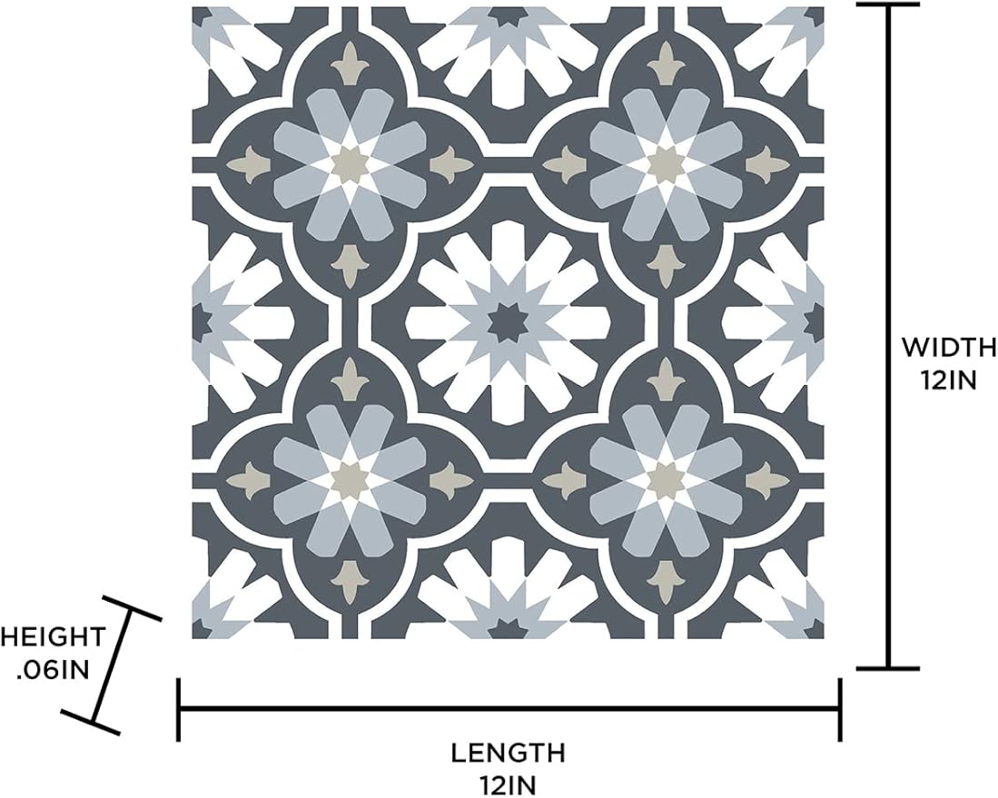 FloorPops FP2944 Sevilla Peel & Stick Floor Tiles, Multicolor (Pack of 6)