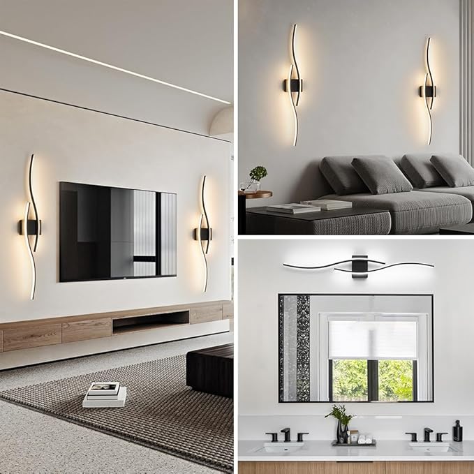 Black Vanity Lights Fixtures Over Mirror, Modern LED Bathroom Light Fixture with Remote Control, 3CCT Dimmable Bathroom Vanity Light 40.5 inch Wall Sconce Lighting for Bedroom, Living Room
