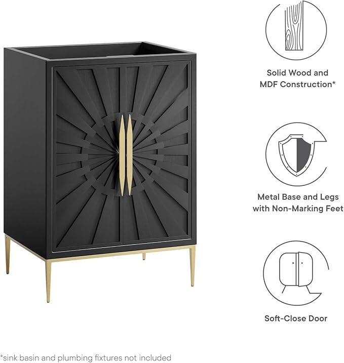 Modway Awaken Bathroom Vanity Cabinet, 24", Black