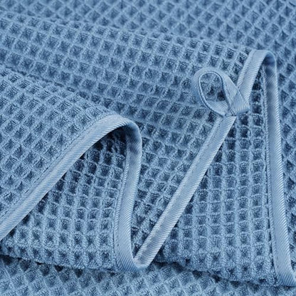 POLYTE 430 GSM Poly Blend Microfiber Quick Dry Waffle Bath Towel Set of 6