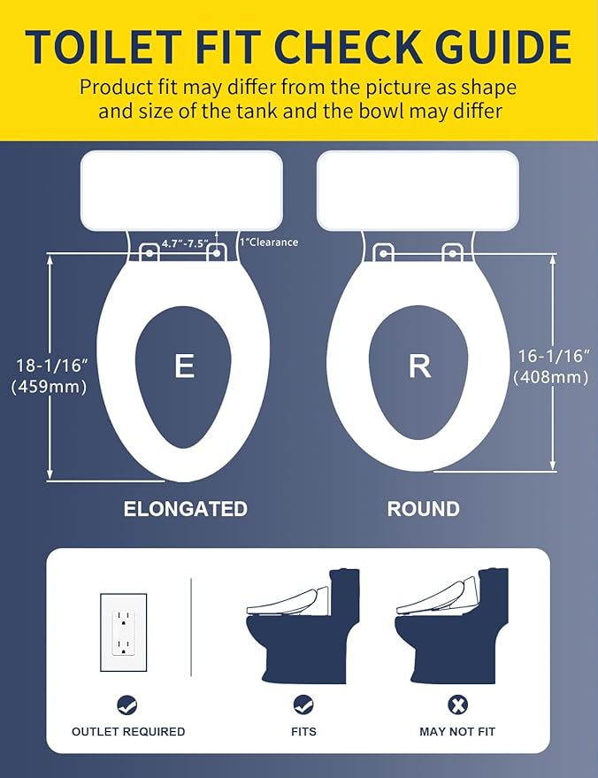 Bidet Toilet Seat, Smart Unlimited Warm Water, Electronic Heated Toilet Seat with Remote Control, Turbo Wash, Dryer, Rear and Front Wash, Slow Closes, Night Light, White 225D (Round)