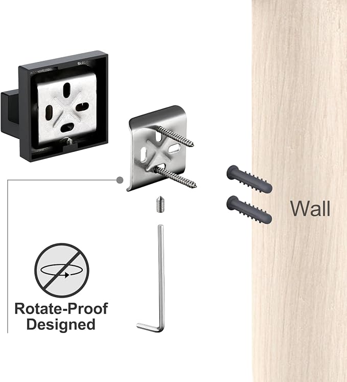BAGNOLUX Matte Black Bathroom Accessories Set 4 Pieces, Bathroom Towel Holder Set Stainless Steel, Black Towel Bar Towel Racks for Bathroom Wall Mounted, Square Bathroom Hardware Set Heavy Duty