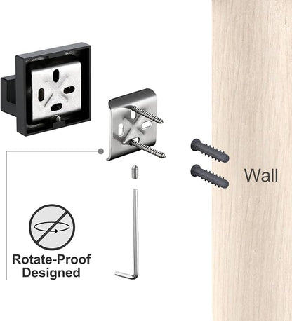 BAGNOLUX Matte Black Bathroom Accessories Set 4 Pieces, Bathroom Towel Holder Set Stainless Steel, Black Towel Bar Towel Racks for Bathroom Wall Mounted, Square Bathroom Hardware Set Heavy Duty