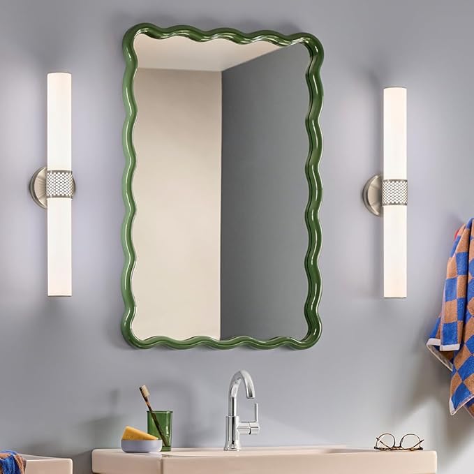 Kichler Sashi 24.25" LED Medium Bath Bar with White Glass in Brushed Nickel, Modern, for Vanity, Fireplace, Buffet, Hallway, Vanity Mirror, (24.25" W x 5" H) 55192NILED