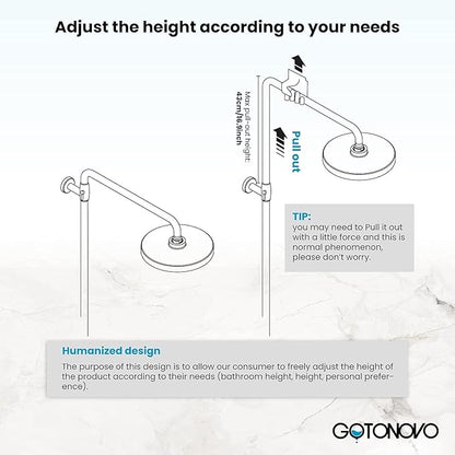 gotonovo Brushed Nickel Shower Faucet Set 8 Inch Rainfall Shower Head Bathroom Shower System Double Cross Handle and Handheld Spray Wall Mount Shower Fixture