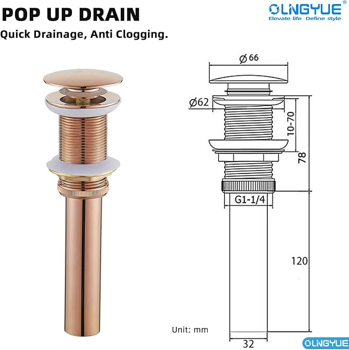 Round Metal Bathroom Vessel Sink: 16" Modern Lavatory Basin - Rose Gold | Above Counter Vanity Washbasin with Stainless Steel PVD Nano Coating Pop Up Drain for Home Hotel Office Toilet Renovation