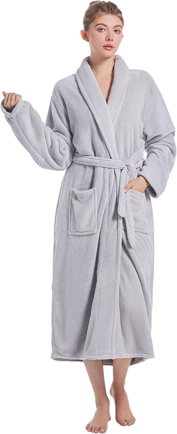 Soft Robe For Women，Warm Plush Bath Robes Female，Spa Towel After Shower Lightweight Long Bathrobe