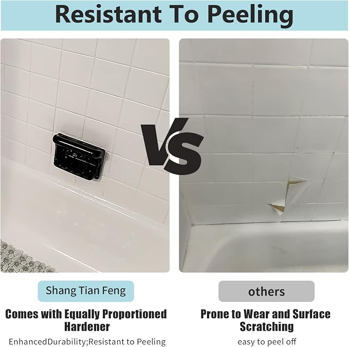 White Ceramic tub and tile Paint Refinishing Kit Bathtub Bathroom wall Paint floor,Resurfacing Sink Tub wate、Ceramic walls in the bathroom rproof Kitchen Countertop, Low Odor(50-60sq.ft)
