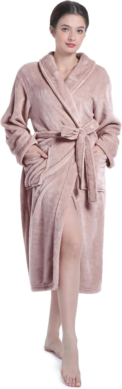 Plush Soft Robes for Women, Premium Fleece Womens Robe Cozy Warm Bathrobe