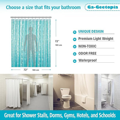 Ga-Geetopia EVA 3D Teal Pearl Water Cube Plastic Shower Curtain Liner - Premium Light Weight 72" x 72" Teal Bathroom Shower Showroom Curtain Liner with Rustproof Metal Gromments and Weighted Magnet