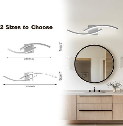 23.62 inch Modern Bathroom Vanity Light Brushed Nickel Lights Fixtures Dimmable 5CCT Led Bathroom Light Fixture Over Mirror Modern Wall lamp for Cabinet Hallway