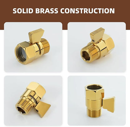 Angle Simple Shower Flow Control Valve, Water Shut Off Valve, Polished Gold | Brass Water Flow Restrictor, G 1/2 Pressure Reducer for Handheld Shower Head or Bidet Sprayer