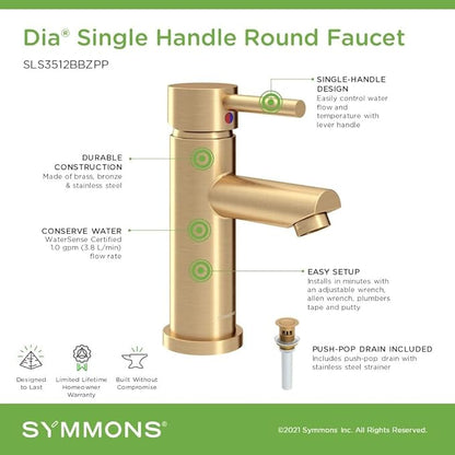 Dia Single-Hole Single-Handle Bathroom Faucet with Push Pop Drain (1.0 GPM)