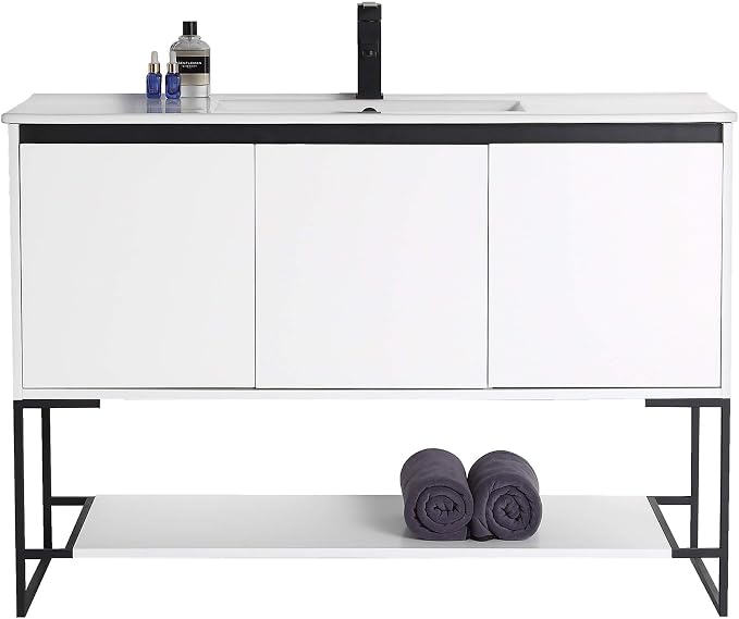 48 Inch Bathroom Vanity with Sink - Modern Knob Free Design, Elegant Space-Saving Solution for Your Bathroom - Durable, Bathroom Vanities for a Contemporary Look - Urbania Collection
