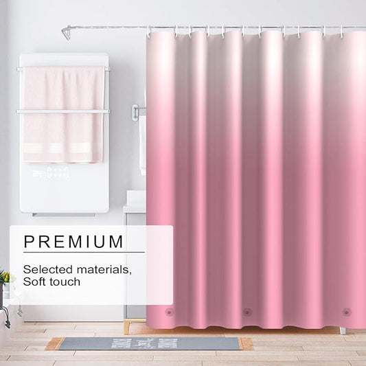 Gradient Pink Shower Curtain Liner, 4G PEVA Shower Liner, Plastic Waterproof Shower Curtains, 72x72 inch with Grommet Holes 3 Magnetic Weights
