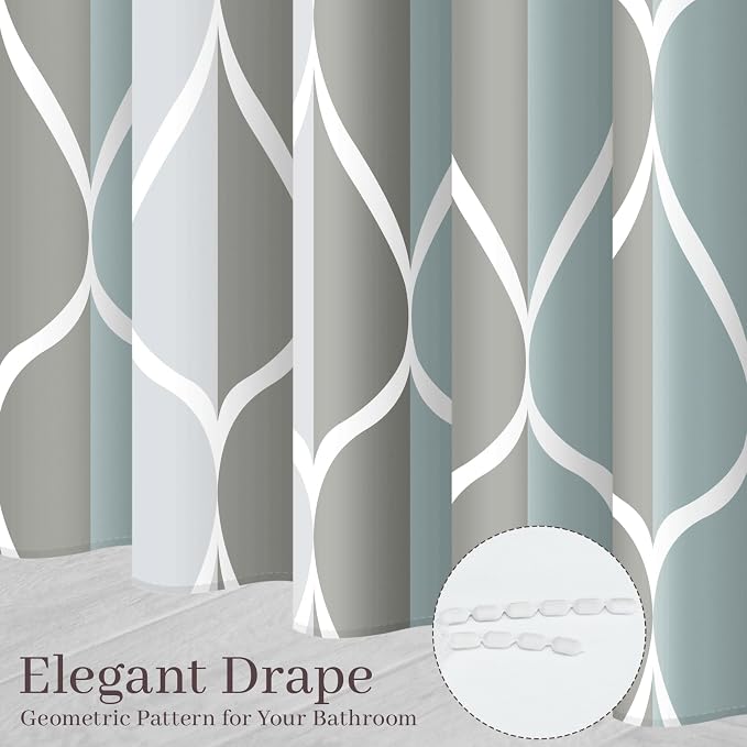 Gelbchu Grey Blend Geometric Shower Curtain for Bathroom, 72x78 Inch | with Hooks, Premium Polyester, Quick Dry, Water Repellent, Machine Washable, Rustproof Grommets, Modern Minimalist