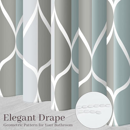 Gelbchu Grey Blend Geometric Shower Curtain for Bathroom, 60x72 Inch | with Hooks, Premium Polyester, Quick Dry, Water Repellent, Machine Washable, Rustproof Grommets, Modern Minimalist