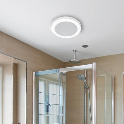 Homewerks 7130-18-BT Bathroom Fan with LED Light and Bluetooth Speaker 80 CFM 1.5 Sones White 4000 Kelvin CCT Light 600 Lumens