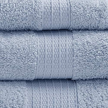 Madison Park Organic Cotton Bath Towel Set Absorbent, 6 Piece, Blue
