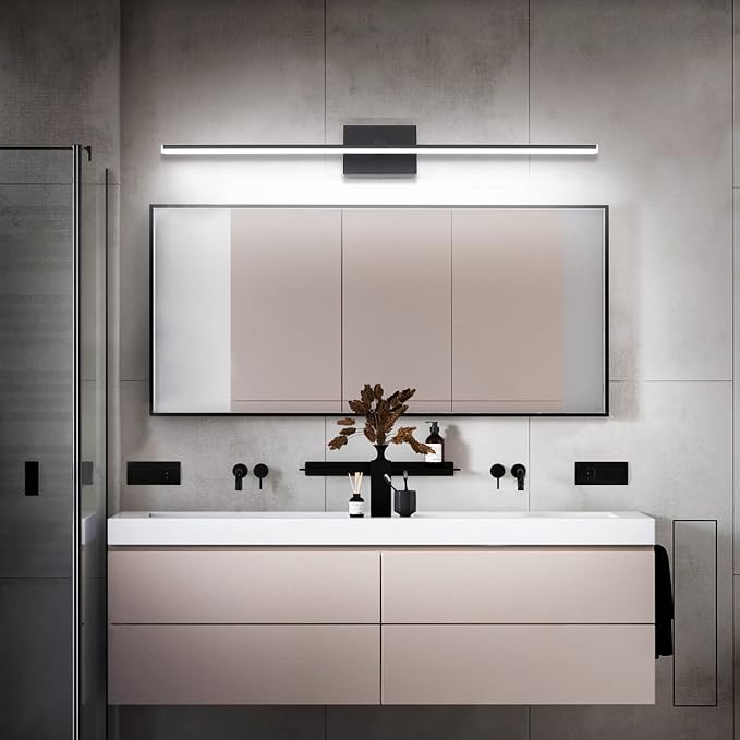 Modern LED Dimmable Vanity Light 40 inch Matte Black Bathroom Wall Lighting Fixtures