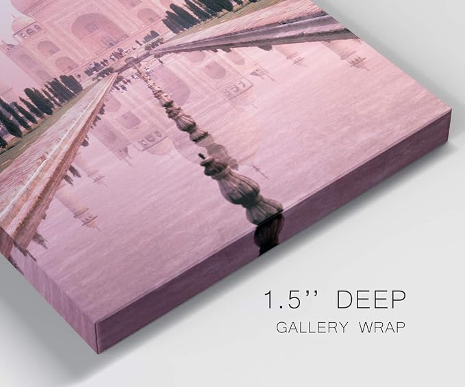 Renditions Gallery Canvas Vintage Wall Art Paintings for Wall Decorations Pink Historical Taj Mahal Black & White Wall Hanging Artwork Prints for Living Room Office Kitchen - 8"x12" LT02