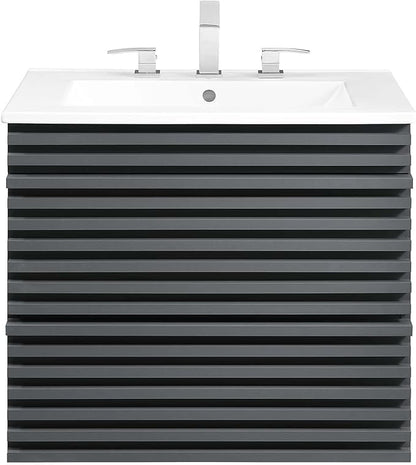 Modway Render 24" Wall-Mount Bathroom Vanity in Gray White