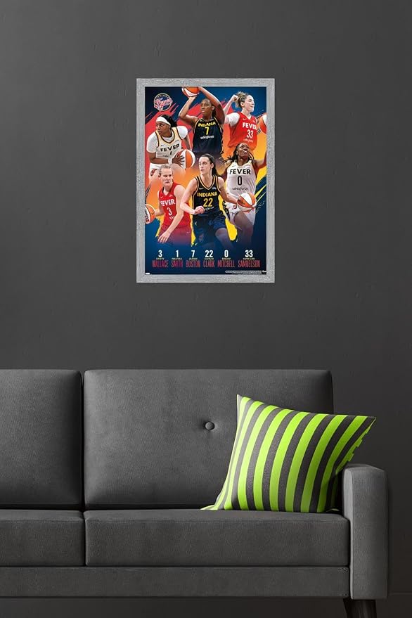 Trends International WNBA Indiana Fever -Team 24 Wall Poster, 22.4L x 14.7W, Gray Framed Version