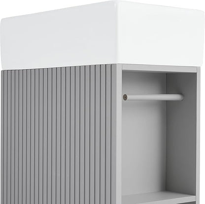 Merax Bathroom Vanity with Sink 18.6 Inch, Cabinet with Storage Shelf & Toilet Paper Holder, Left or Right Available,