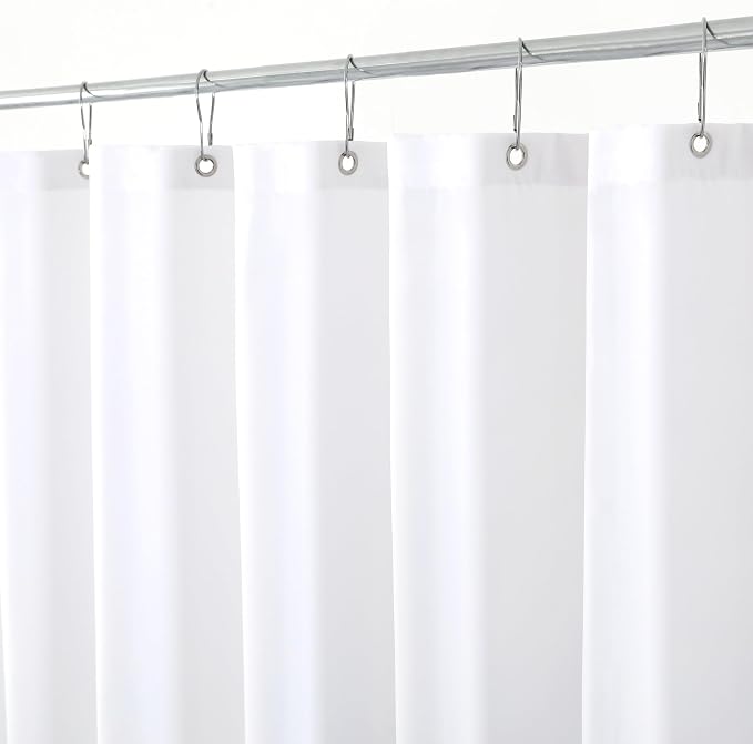 Fabric Shower Curtain Liner 72x72 Inch-White Standard Size Shower Liners | Hotel Quality Water Resistant Shower Liners for Bathroom-Machine Washable Cloth Polyester Bath Curtain-Rental Apartment Home