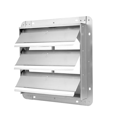 Simple Deluxe 14-Inch Square Aluminum Automatic Gravity Shutter Louver Vent, Silver