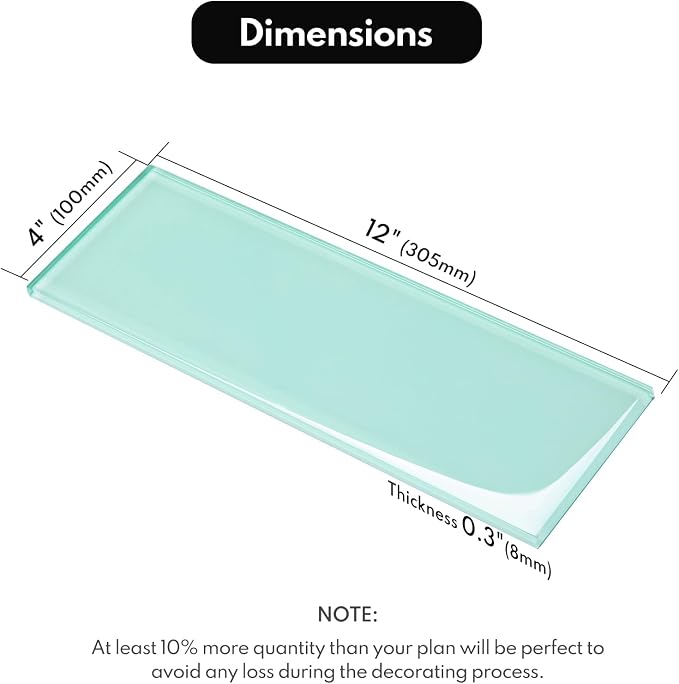 Light Green Glass Subway Tile, Glass for Bathroom Kitchen Shower Backsplash Wall, 4 x 12 Inches, 4 Sq.Ft