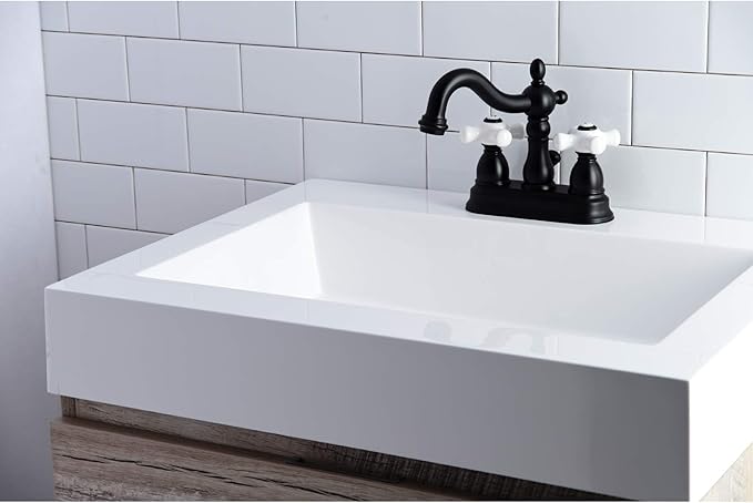 Kingston Brass KB1600PX Heritage 4 in. Centerset Bathroom Faucet, Matte Black