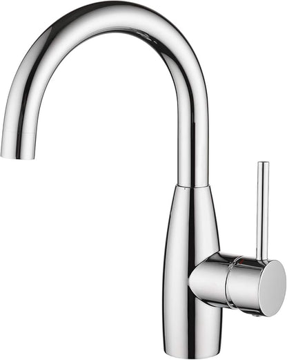 CREA Bar Sink Faucet Bathroom Faucets Single Hole Handle Chrome with Deck Plate Prep Wet Utility Small Mini Faucet for Marine Vessel Outdoor Farmhouse Vanity Lavatory