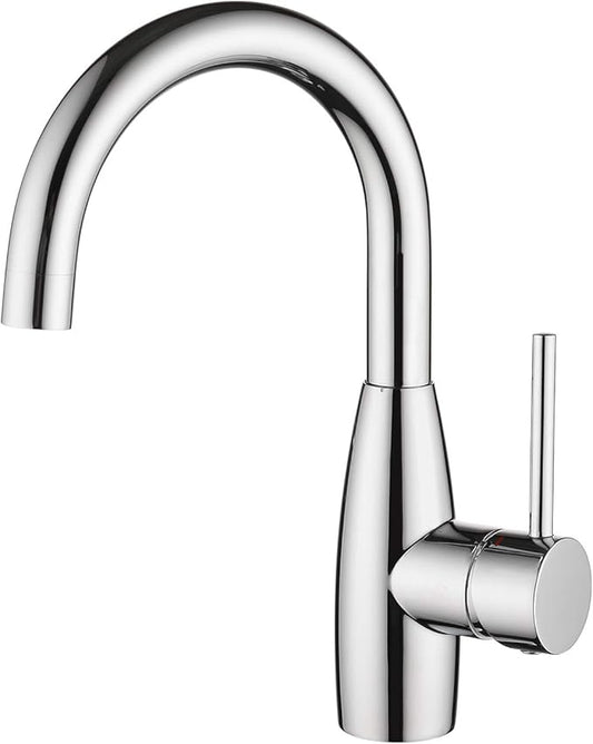 CREA Bar Sink Faucet Bathroom Faucets Single Hole Handle Chrome with Deck Plate Prep Wet Utility Small Mini Faucet for Marine Vessel Outdoor Farmhouse Vanity Lavatory