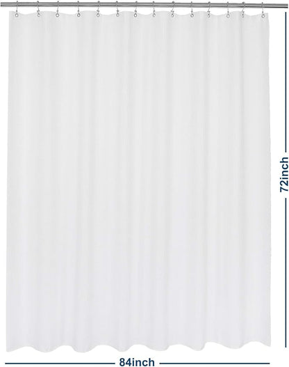Barossa Design Waffle Weave Shower Curtain 84" Wide by 72" Height - Hotel Luxury, Washable Heavyweight Fabric, Water Repellent, Spa - White, 84x72 Inches