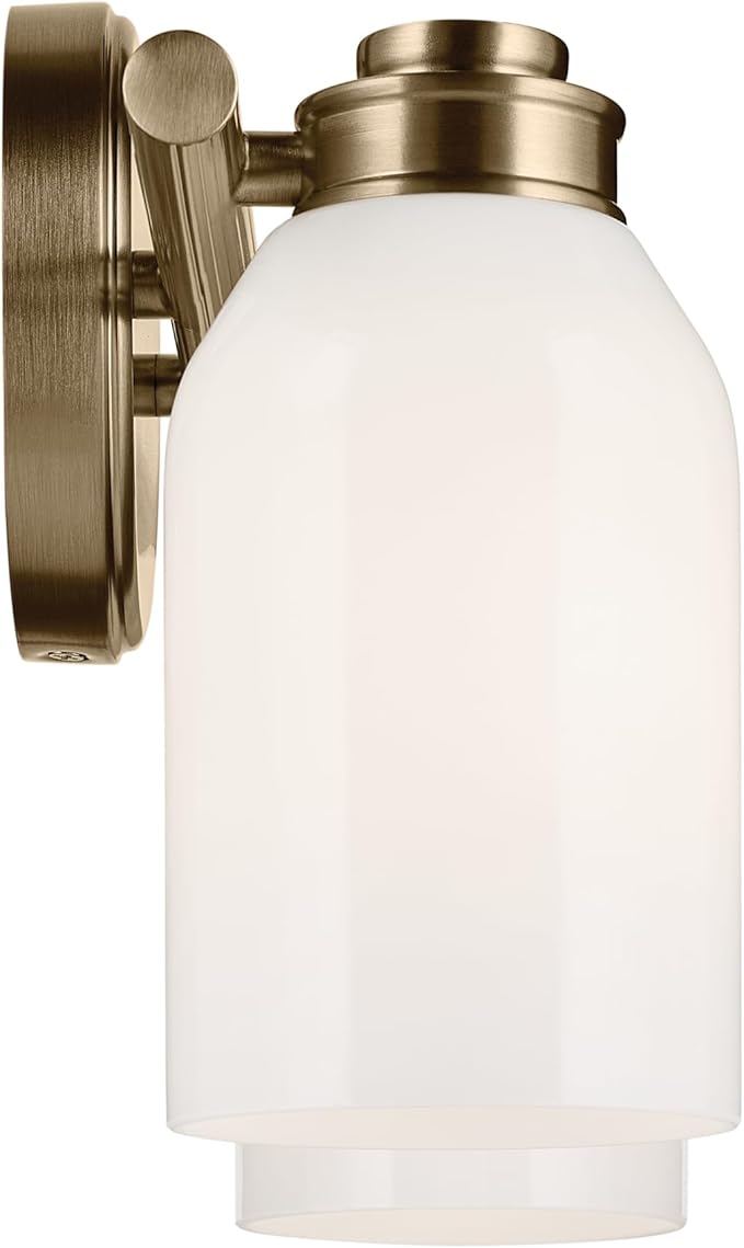 Kichler Shae 15" 2-Light Vanity Light with White Opal Glass in Champagne Bronze, for Bathroom Vanity, Powder Room, Over a Mirror, (15" W x 9" H), 55201CPZ