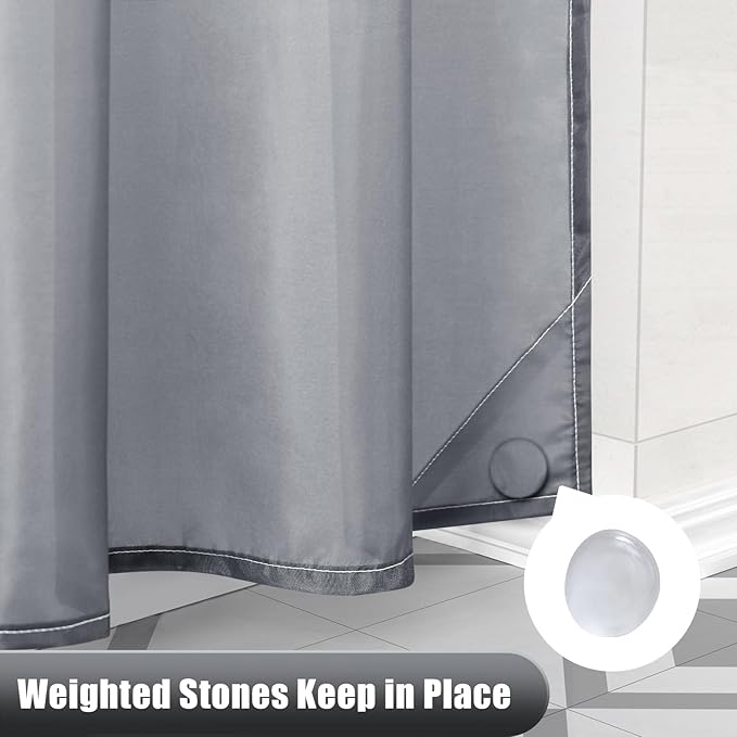 OLANLY Luxury Grey and White Ombre Shower Curtain Sets with 12 Hooks, Waterproof and Washable Decorative Shower Curtains for Bathroom, 72x72 Inches