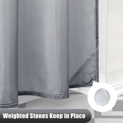 OLANLY Luxury Grey and White Ombre Shower Curtain Sets with 12 Hooks, Waterproof and Washable Decorative Shower Curtains for Bathroom, 72x72 Inches
