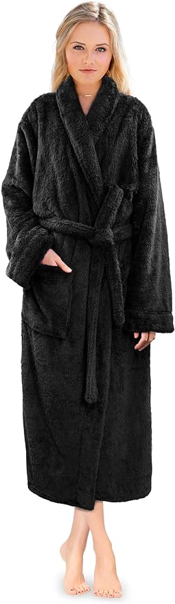 PAVILIA Premium Womens Plush Soft Robe Fluffy, Warm, Fleece Sherpa Shaggy Bathrobe