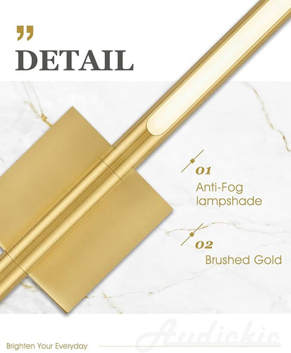 30 Inch Bathroom Light Fixtures, 16W 3CCT Dimmable CRI90 Brushed Gold LED Vanity Lighting Fixtures Over Mirror, 360° Rotatable Modern Bathroom Vanity Light Bar, AD-W9465-L75-GD