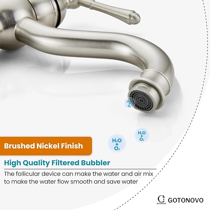 gotonovo Vessel Sink Faucet 360° Swivel Spout Single Handle Tall Bathroom Faucet 1 Hole Farmhouse Lavatory Washbasin Mixer Tap Matching Supply Hoses, Without Pop Up Drain, Brushed Nickel