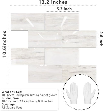 STICKGOO Subway Tile Peel and Stick Backsplash, Glossy Light Brown PVC Self Adhesive Tile Backsplash, Stick on Tile for Kitchen and Bathroom(10 Sheets)