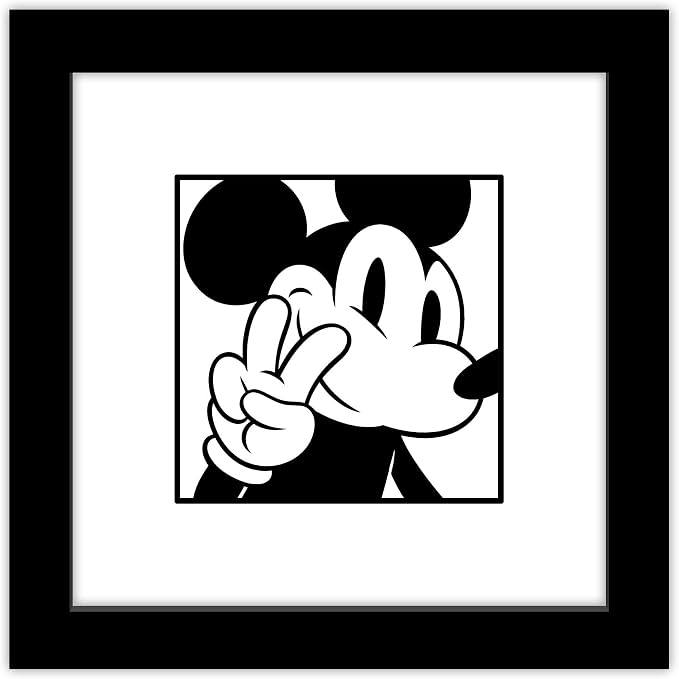 Trends International Gallery Pops Disney Mickey Mouse - Mickey Expressions - Peace Wall Art Wall Poster, 12" x 12", Black Framed Version