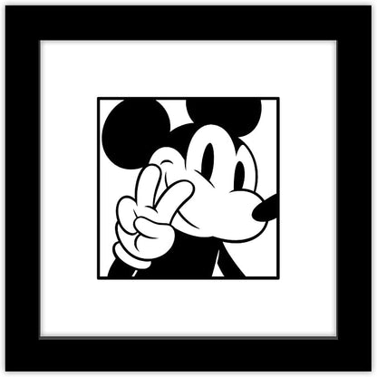 Trends International Gallery Pops Disney Mickey Mouse - Mickey Expressions - Peace Wall Art Wall Poster, 12" x 12", Black Framed Version