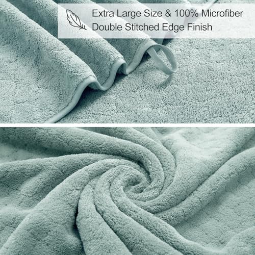 Ycosy 8-Piece Bath Towels Set,2 Oversized Bath Sheet,2 Hand Towels and 4 Washcloths - 600 GSM Soft Microfiber Highly Absorbent Quick Dry Shower Towel Collection for Bathroom Hotel and Spa,Mint Green