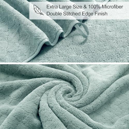 Ycosy 8-Piece Bath Towels Set,2 Oversized Bath Sheet,2 Hand Towels and 4 Washcloths - 600 GSM Soft Microfiber Highly Absorbent Quick Dry Shower Towel Collection for Bathroom Hotel and Spa,Mint Green