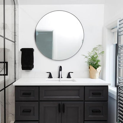 Widespread Bathroom Sink Faucet, ALEASHA Matte Black Bathroom Faucet with Pop Up Drain, Washroom Sink Faucets 3 Holes for RV/Vanity Camper, 304 Stainless Steel Tap with Lead-Free Supply Lines
