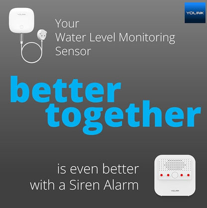 YoLink Water Level Monitoring Sensor, Well Water Level, Water Tank Fish Tank Water Monitor with Built-in Siren Up to 105dB, Compatible with Alexa and IFTTT - YoLink Hub Included