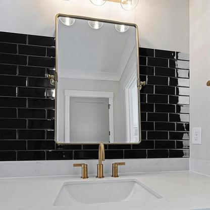 Art3d Subway Design Wall Tile, Peel and Stick Backsplash, 10-Pack, Black | 12 x 12 Inch, Water Resistant, Durable, Easy to Installation, Coastal Style, for Modern Home Decor, Kitchen, Home Improvement