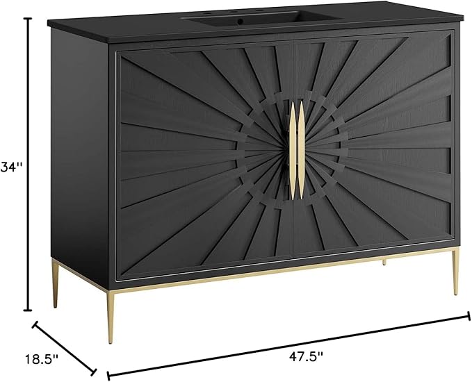 Modway Awaken Bathroom Vanity Cabinet, 48", Black Black